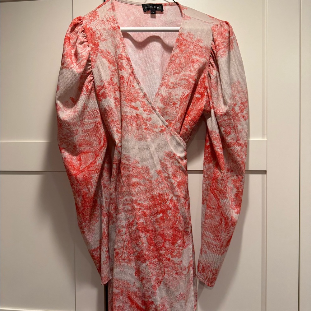 Hot pink and White Wrap Dress